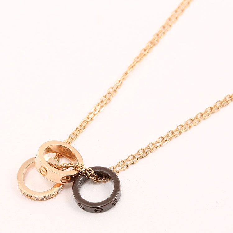 cartier(卡地亚) love系列18k金/陶瓷镶钻项链