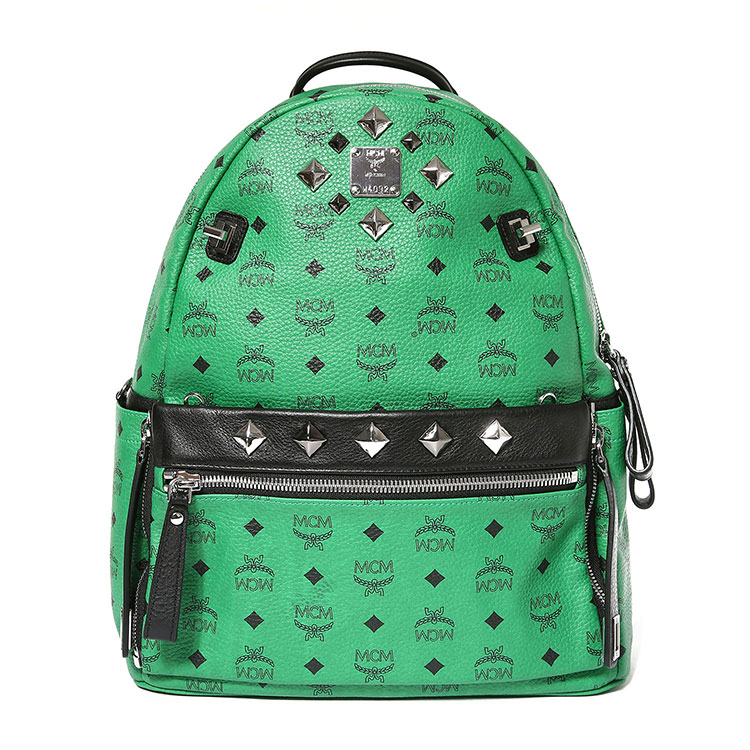mcm(mcm) 绿色皮质双肩包