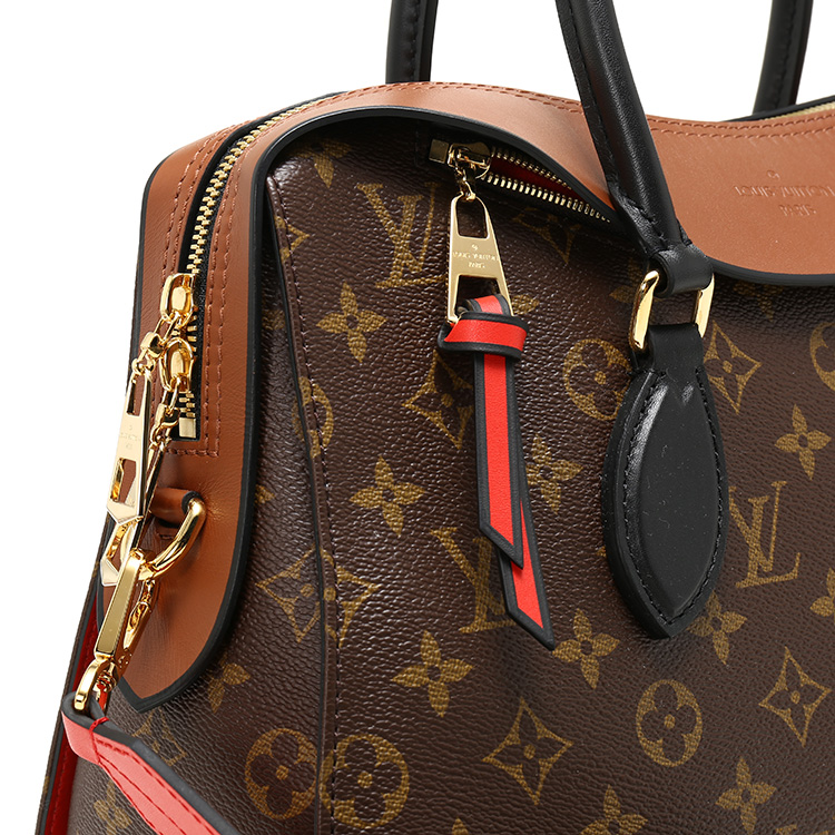 louis vuitton(路易威登) tuileries老花色/焦糖色配皮黑色两用包