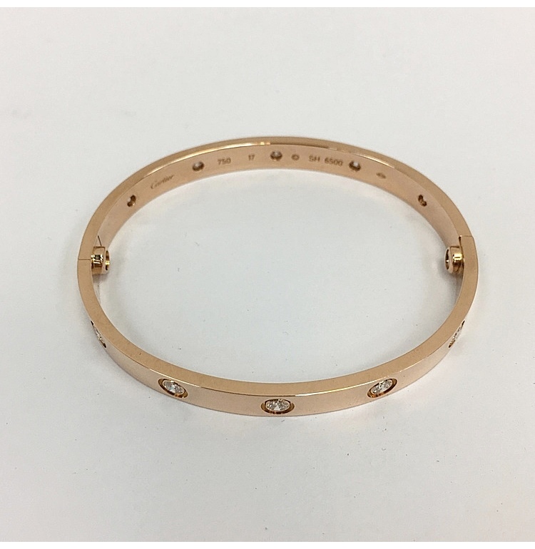cartier(卡地亚) love系列18k金十钻手镯17