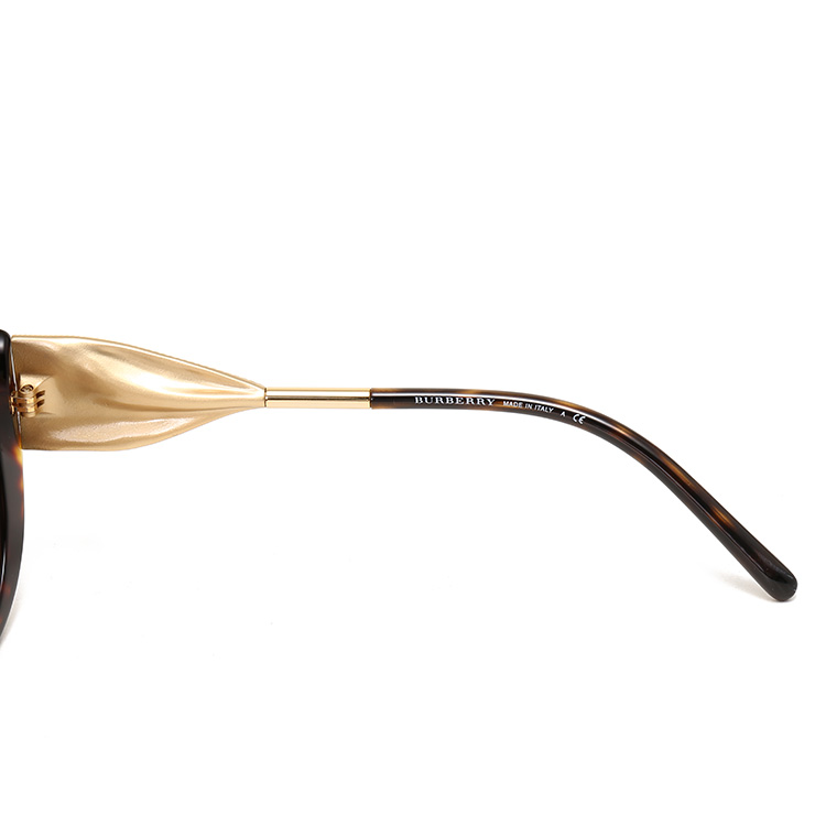 burberry(博柏利) #玳瑁色全框浅金色金属镜腿太阳镜