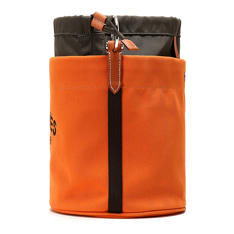 hermes(爱马仕) 橘色帆布水桶两用包