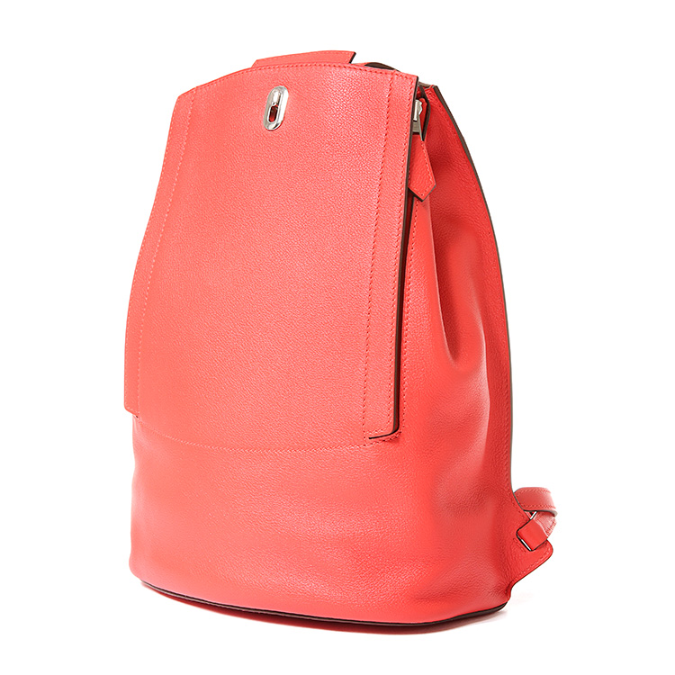 hermes(爱马仕) 9j橘红色皮质双肩包 17新款