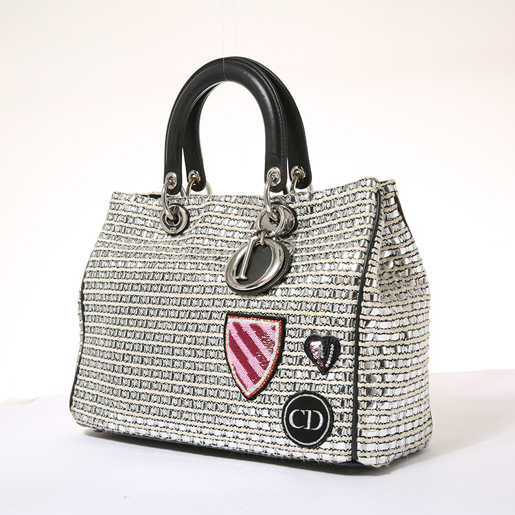 dior(迪奥) 白/银色编织限量款两用包