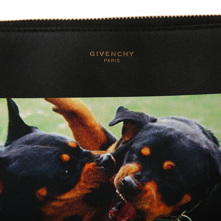 givenchy(纪梵希) 黑色皮质狗图案手拿包
