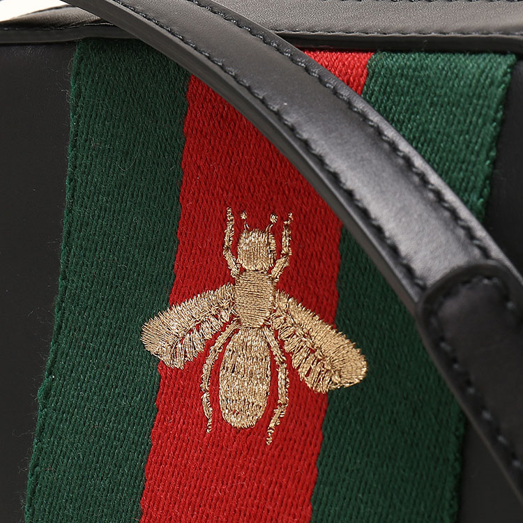 gucci(古驰) #黑色皮质小蜜蜂女士斜挎包