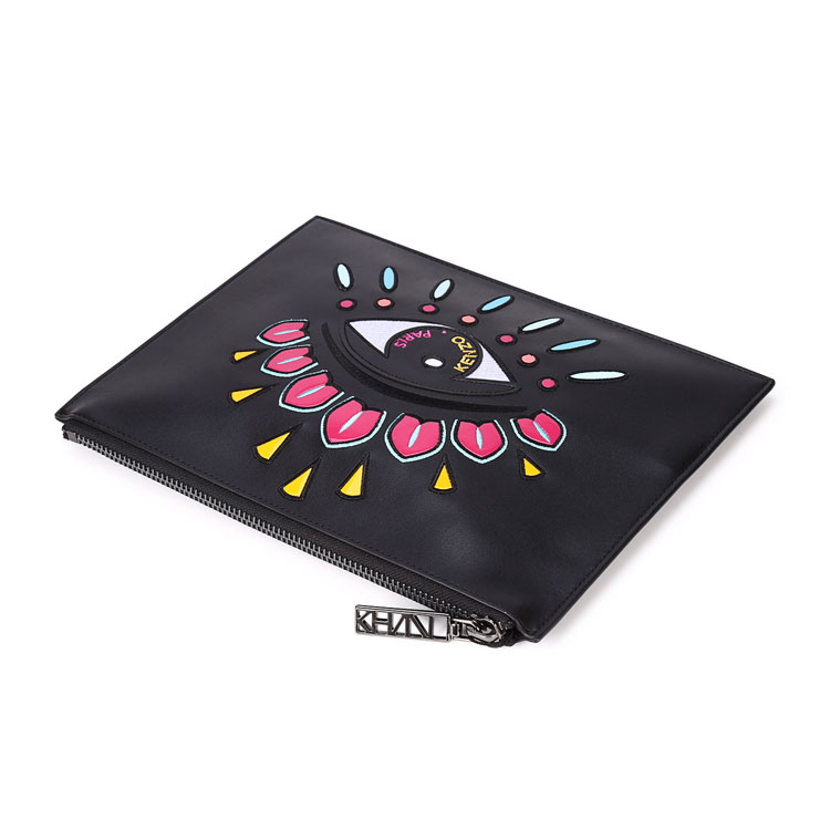 kenzo(高田贤三) 黑色皮质眼睛图案手包