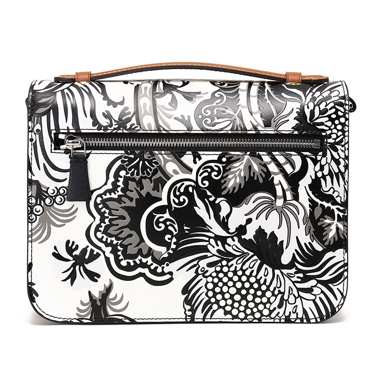 louis vuitton(路易威登) #metis 中号黑白色皮质花卉图案女士手提斜