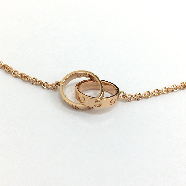 cartier(卡地亚) love系列18k玫瑰金双环项链