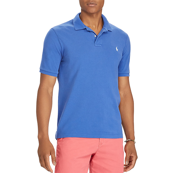 ralph lauren(拉夫劳伦) 蓝色纯棉男士小马标经典款修身纯棉短袖polo