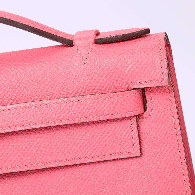 hermes(爱马仕) 唇膏粉色皮质手提包mini kelly