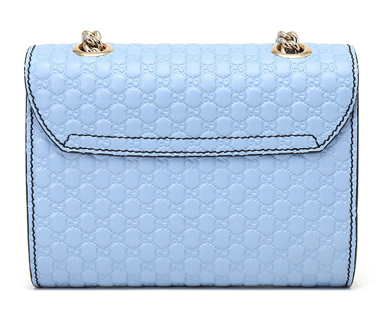 gucci(古驰)天蓝色皮质链条斜挎包