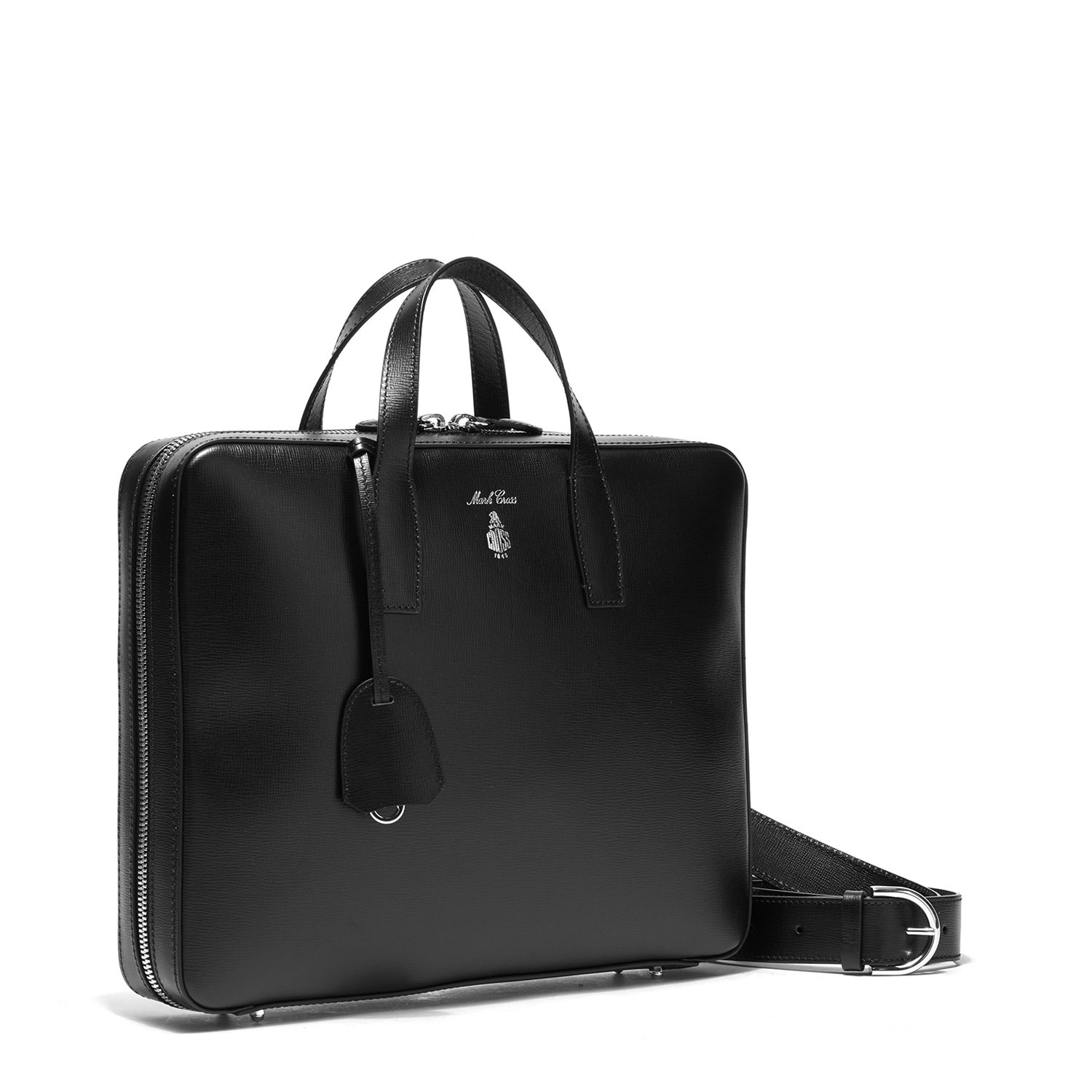 mark cross parker男士十字纹小牛皮公文包黑色