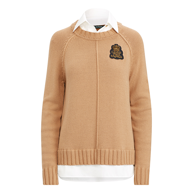 ralph lauren/拉夫劳伦 18新款女士buillion-patch 衬衫式毛衣450802