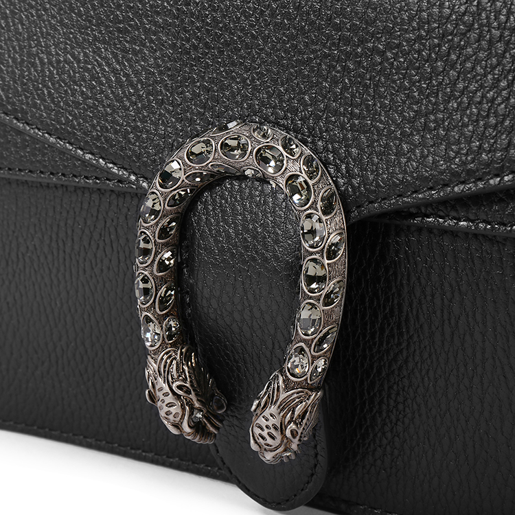 gucci(古驰) 黑色皮质中号镶水钻酒神单肩包