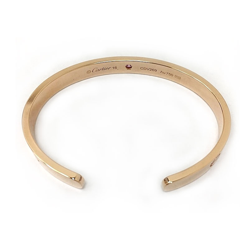 cartier(卡地亚) love系列18k金镶粉色蓝宝石半口手镯16
