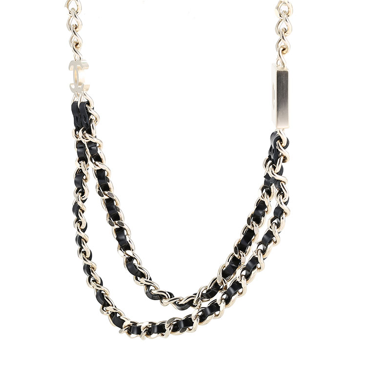 chanel(香奈儿)浅金色双c链条锁扣项链套链