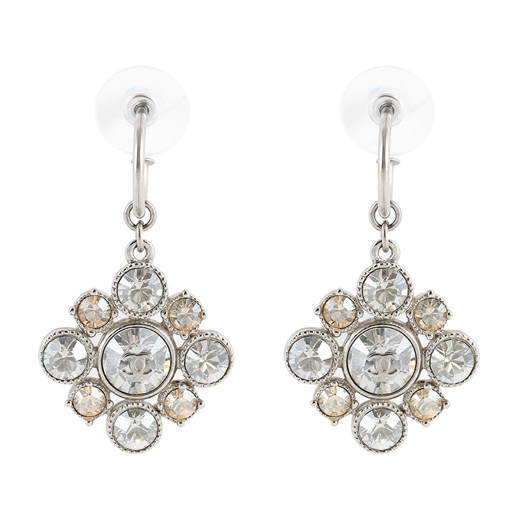 chanel(香奈儿) 巴洛克方形镶黄/白仿钻耳坠 ch