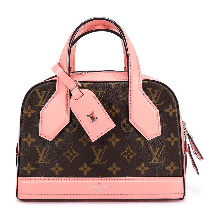 louis vuitton(路易威登) dora系列老花色粉色拼皮小号手提两用包