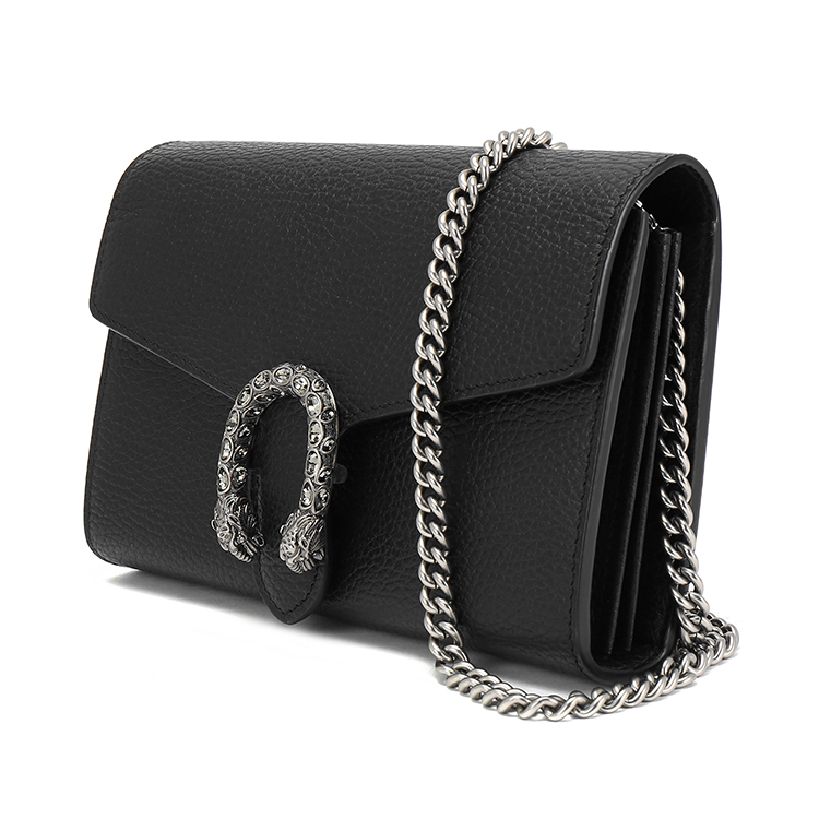 gucci(古驰) #黑色皮质酒神系列水钻装饰女士斜挎包