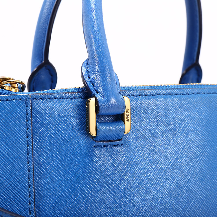 mcm(mcm) #蓝色皮质女士手提两用包