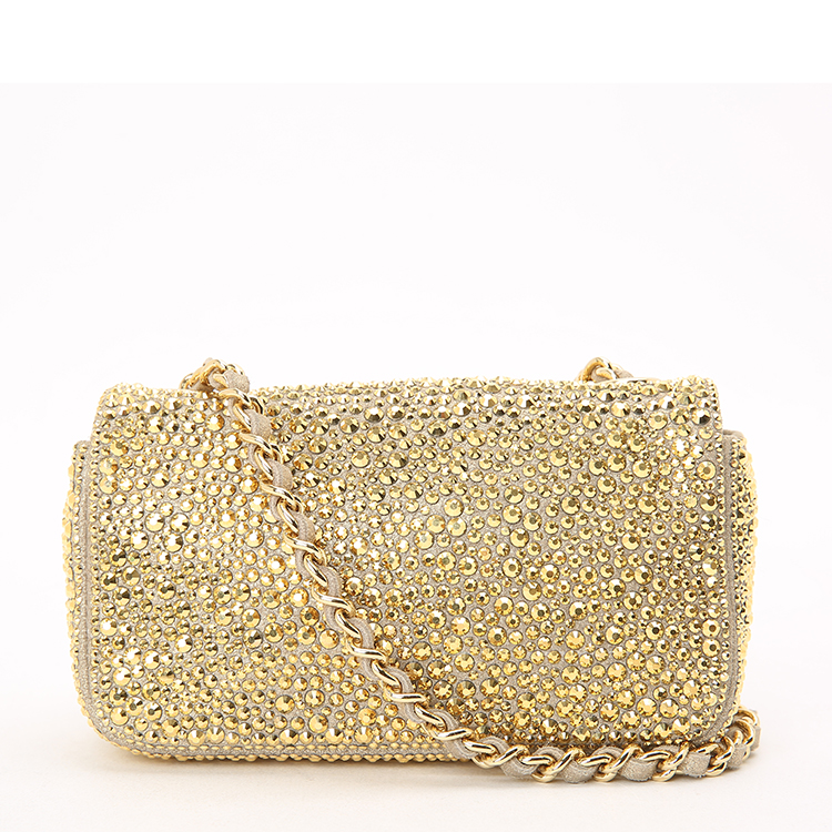 chanel香奈儿金色亮片斜挎包mini