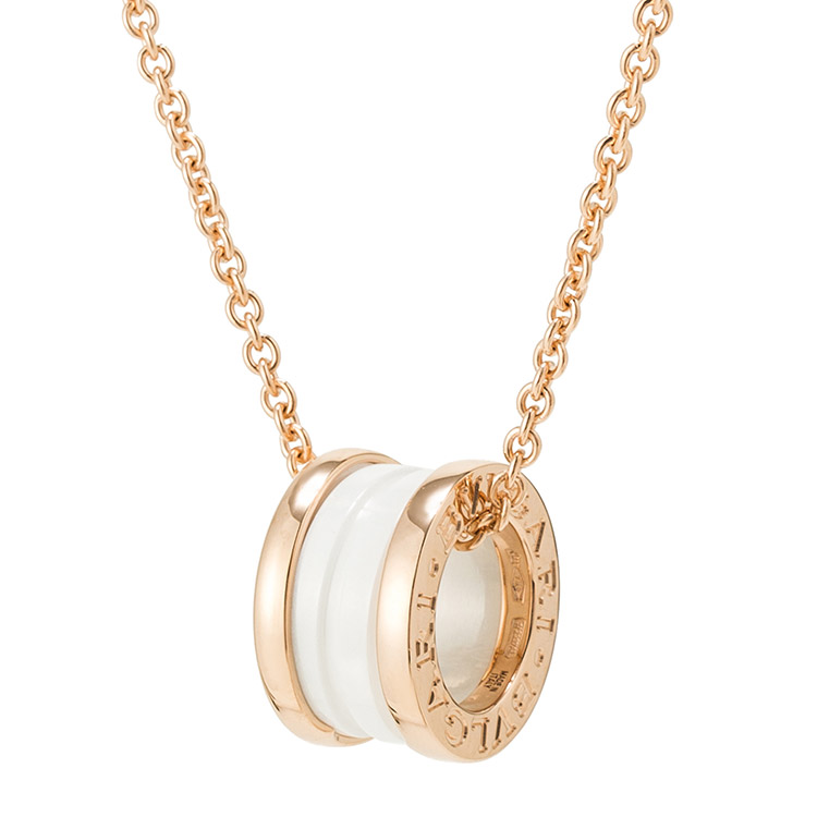 bvlgari(宝格丽) #b.zero系列18k白陶瓷三环吊坠项链