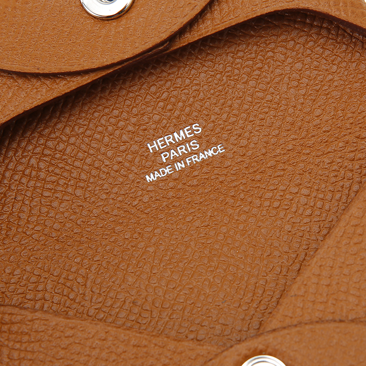 hermes(爱马仕) 金棕色皮质按扣零钱包