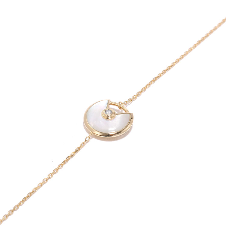 cartier(卡地亚) amulette de cartier系列18k金单钻白贝母手链ch