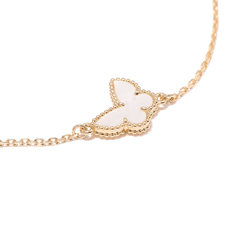 cleef & arpels(梵克雅宝) sweet alhambra系列18k金白贝母蝴蝶手链ch