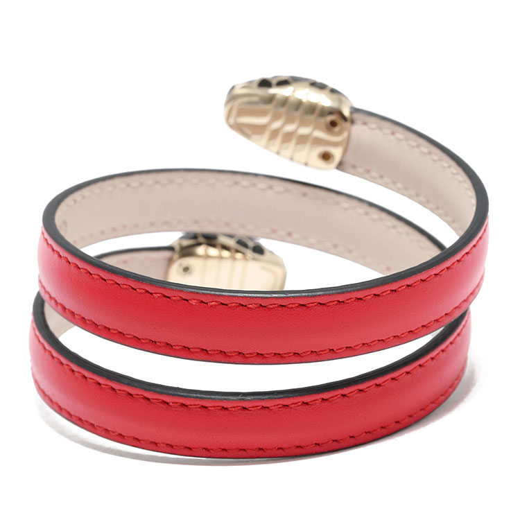 bvlgari(宝格丽) 红色皮质双蛇头手链ch