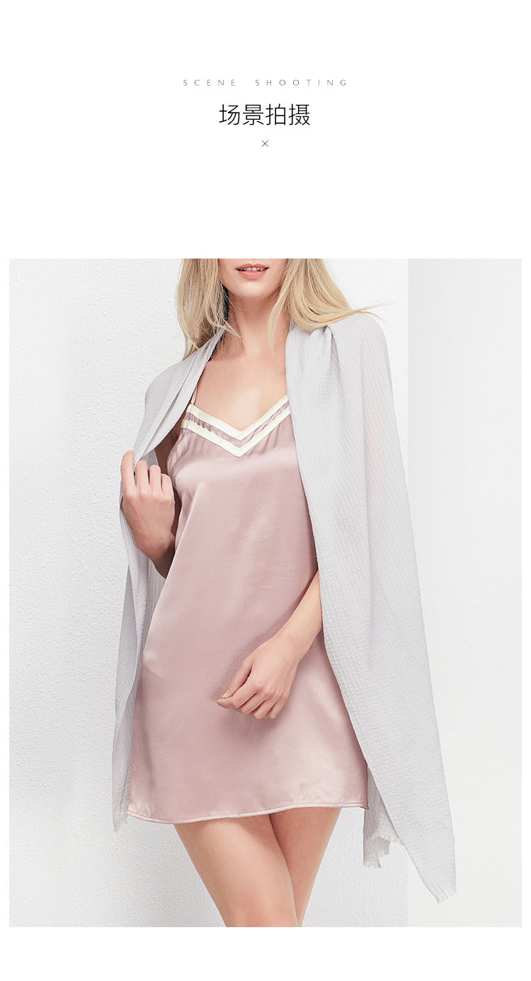 secarts home 竖织条绉真丝丝巾-浅雾蓝