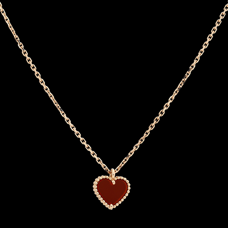 cleef & arpels(梵克雅宝) sweet alhambra系列18k金红玉髓心形项链