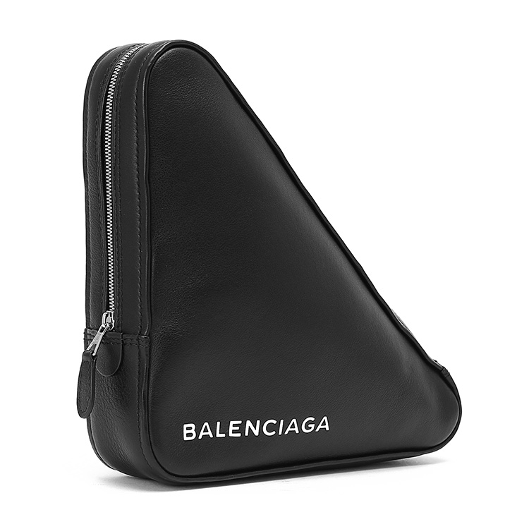 balenciaga(巴黎世家) 黑色皮质三角形手拿包