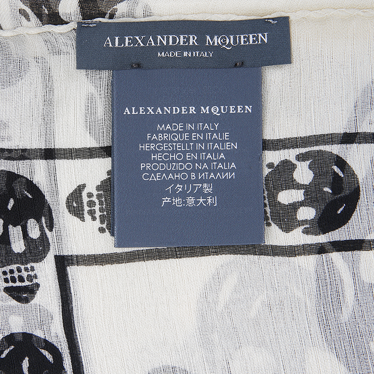 18春夏  alexandermcqueen/亚历山大麦昆 经典款 骷髅头 白色 真丝