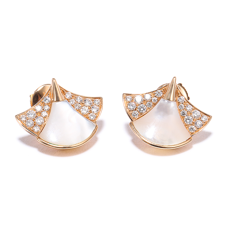 bvlgari(宝格丽) divas dream系列18k金白贝母镶钻耳钉ch