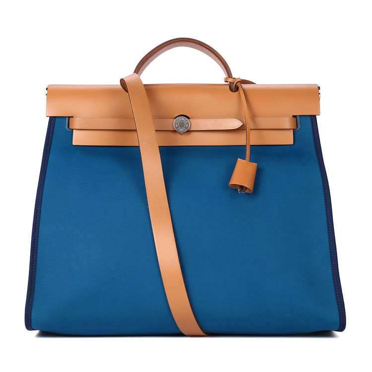 hermes(爱马仕) 蓝色帆布herbag39 手提包 ch