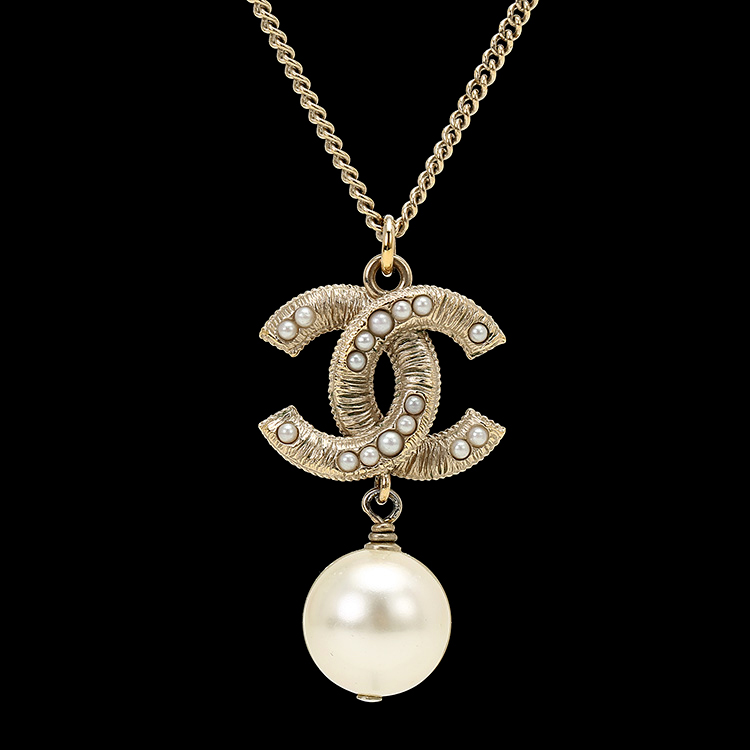 chanel(香奈儿) 金色/珠子双c吊珠项链