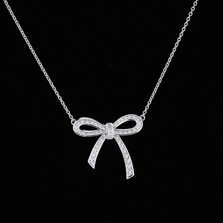 tiffany & co.(蒂芙尼) #18k金蝴蝶结镶钻项链