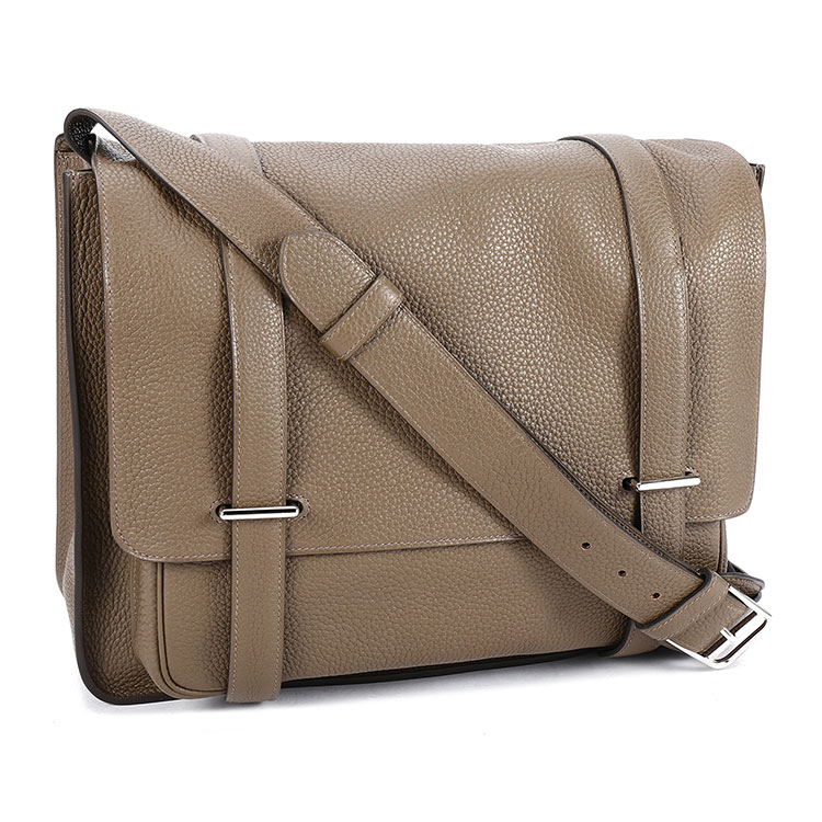 hermes(爱马仕) 大象灰皮质男士斜挎包