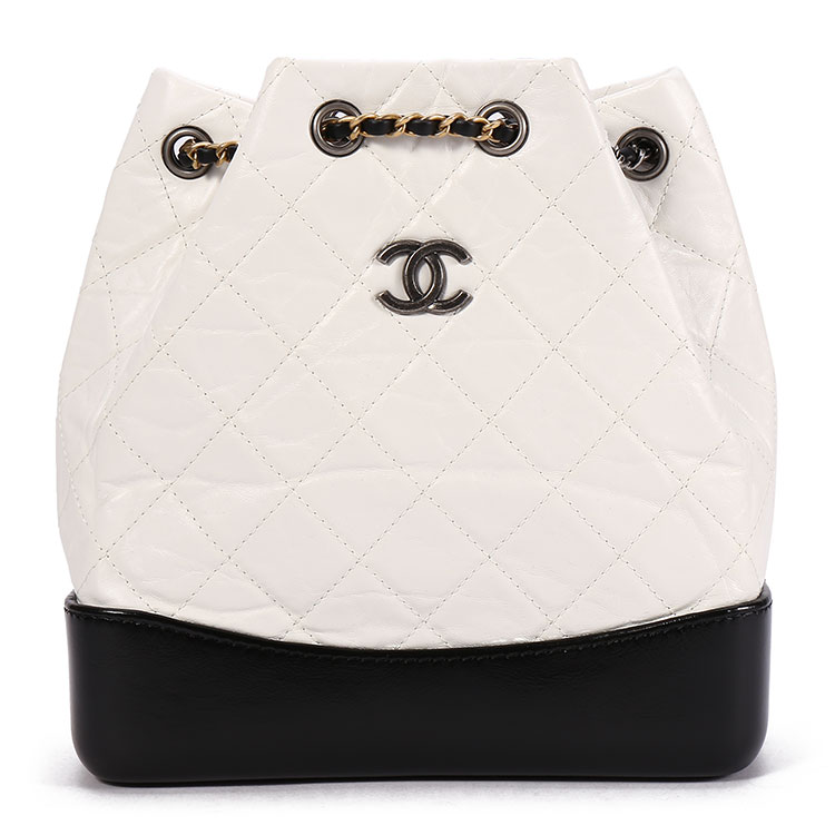 chanel(香奈儿) 白色皮质gabrielle小号双肩背包