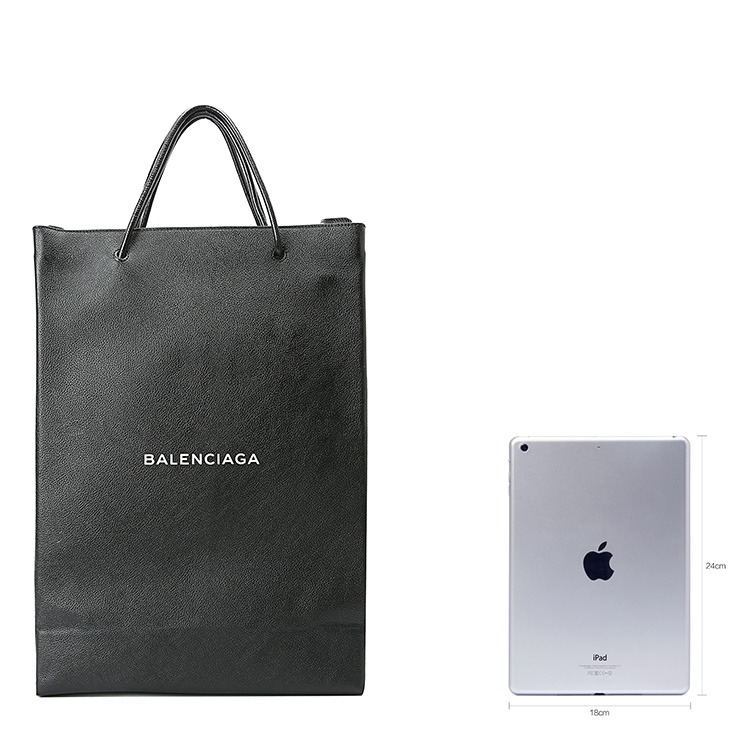 balenciaga(巴黎世家)黑色皮质中号横版购物袋