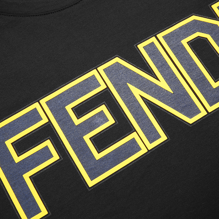 【18春夏】fendi/芬迪 黑色 圆领 短袖 黄色贴标 品牌logo 潮流 男士