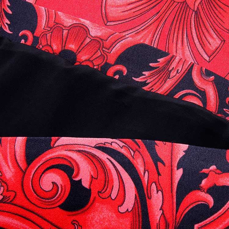 【18春夏】versace/范思哲 圆领 长袖 红黑配色 欧式印花 经典 奢华