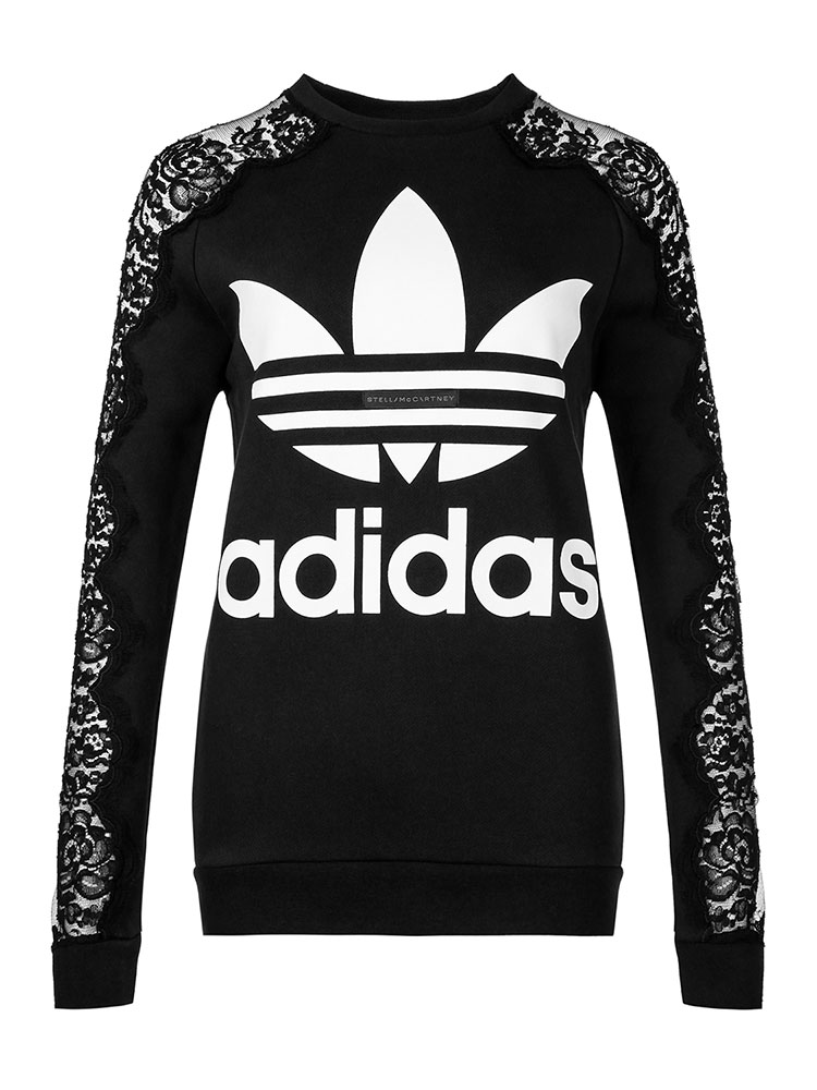 stellamccartney/丝黛拉麦卡妮 圆领 长袖 拼接蕾丝 镂空 adidaslogo