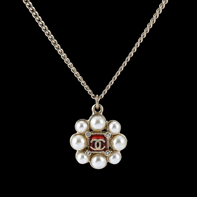 chanel(香奈儿) 金色仿珍珠花朵项链 ch