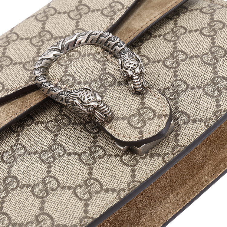 gucci(古驰) 卡其色pvc配皮小号酒神包斜挎包