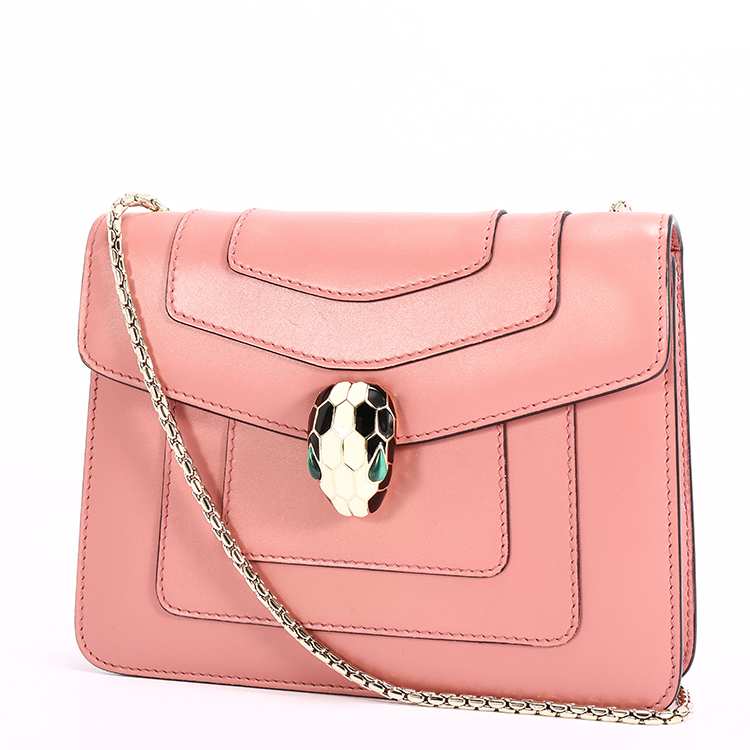 bvlgari(宝格丽) 粉色蛇头皮质斜挎包