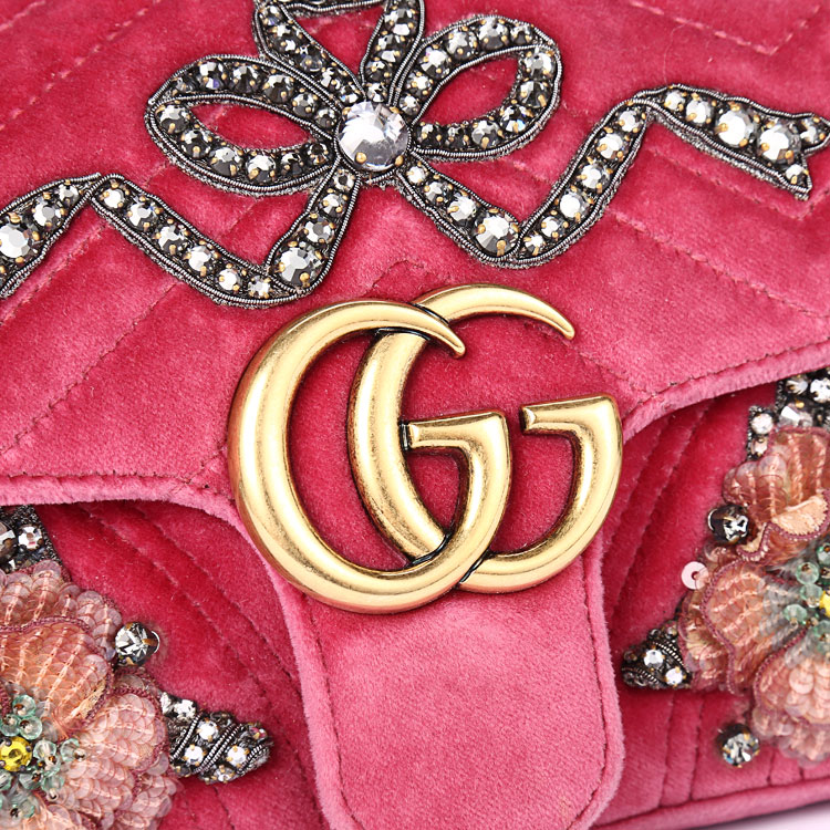 【GUCCI古驰 单肩包】GUCCI(古驰) 玫红色丝绒单肩包【正品 价格 图片】 - 寺库网
