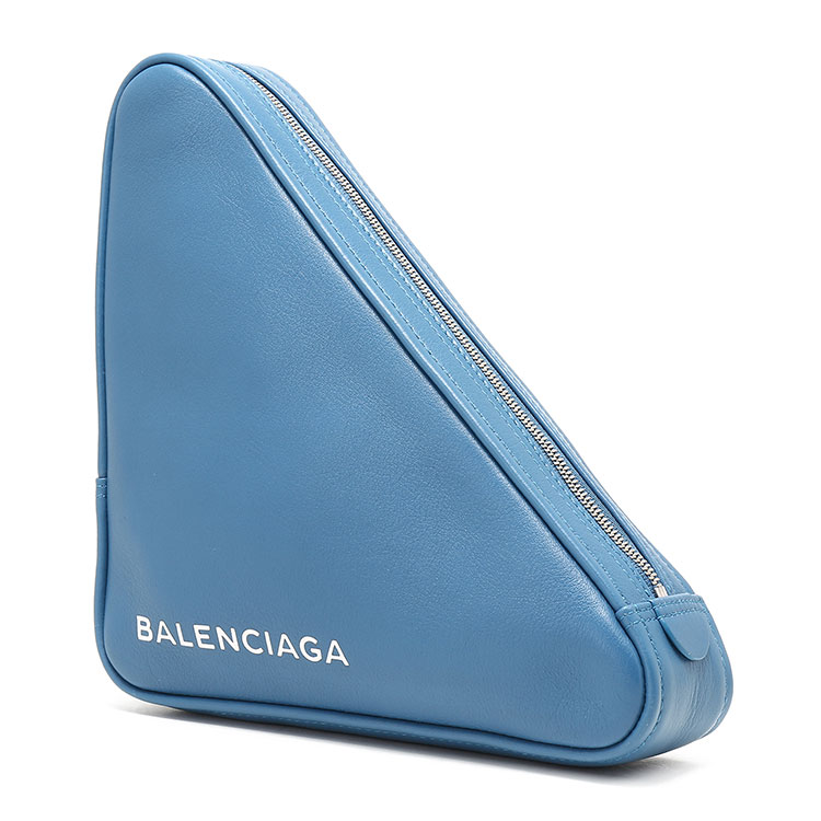 balenciaga(巴黎世家)蓝色皮质三角形手拿包